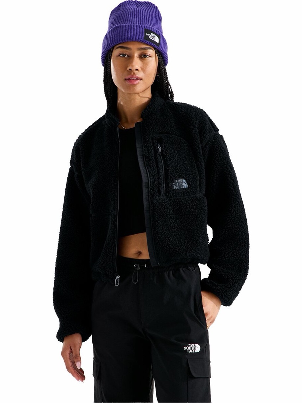 The North Face Black Teddy Extreme Pile Fleece Half-Zip Jacket Medium - Picture 3 of 9